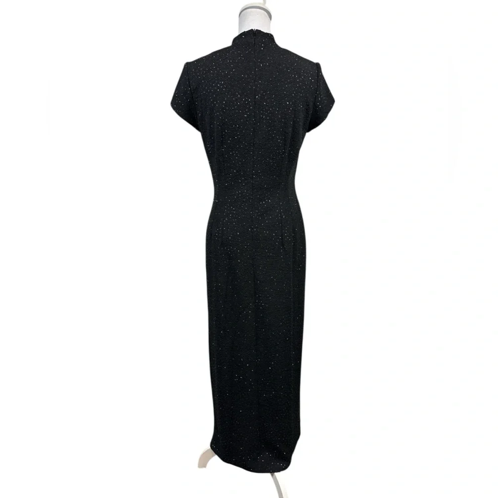 Vintage 90s David Warren New York Elegant Dress Raised Studded Details Size 8